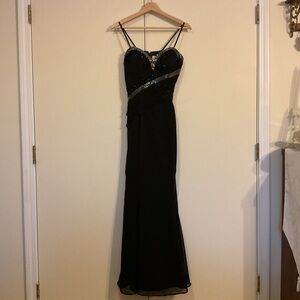 VTG 90’s Beaded Sweetheart Neck Glam Fairy Dark Coquette Maxi Mesh Dress Size 6